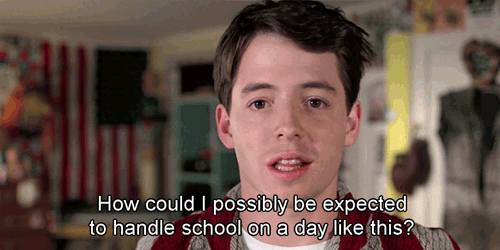 Ferris Bueller pretending to be sick in order not to go to school from kokoro kids blog
