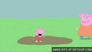 Peppa Pig jumping in a puddle, from weird things kids do, from lernin blog
